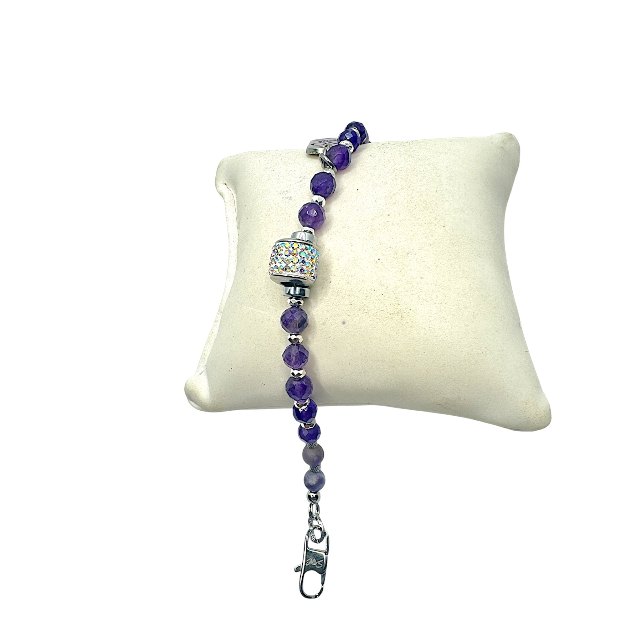 Bracciale in Ametista Sfacettata con Punto Luce Cristallo AB Sharifa Crystals